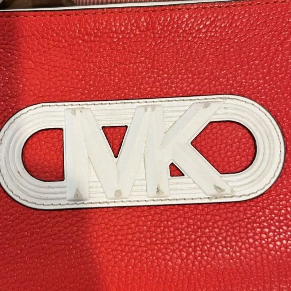 Michael Kors Rare Red/White Jet Set Camera Bag With Removable Guitar Strap